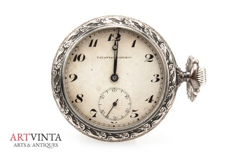 Tavannes Taschenuhr Holy Freres Jugendstil Versilbert