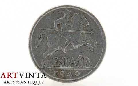 Münze Spanien 10 Centimos 1940 Aluminium