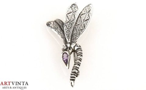 Brooch Odonata Dragonfly silver 925