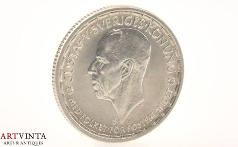 Münze 2 Kronen Gustav V. Silber Schweden 1947 Gustaf V
