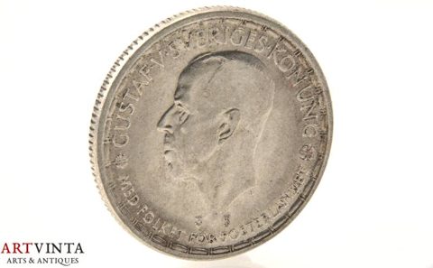 Münze 2 Kronen Gustav V. Silber Schweden 1947 Gustaf V