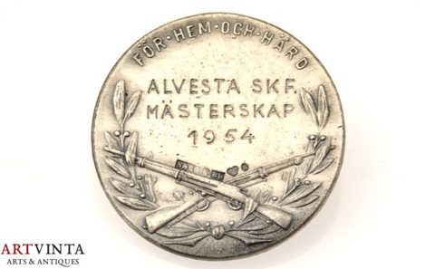 Schützenmedaille Schweden Silber 830 Alvesta 1954 Shooting