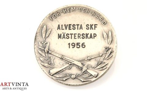 Schützenmedaille Schweden Silber 830 Alvesta 1956 Shooting