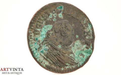 Coin Augustus III Poland 1755 Copper