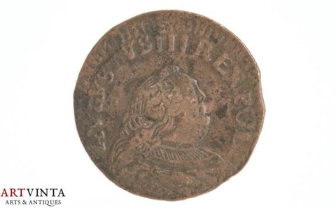 Münze Augustus III. Polen 1755 Kupfer SS/S