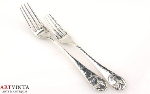 Christian F. Heise Antik Tafelgabel Silber 826 Dänemark Table