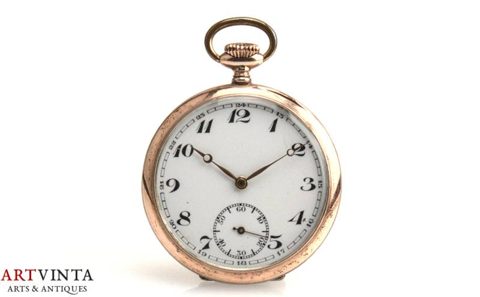 FEBA antique pocket watch, silver 800 gilt, guilloché, Swiss
