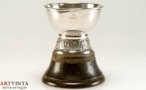 Kleiner Pokal Silber 830 um 1920 Holz Schweden