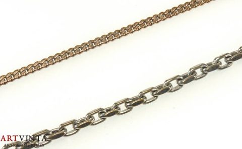 Two pocket watch chains, various materials, one defective