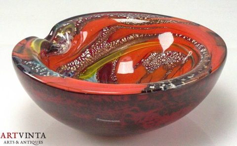Murano Glas Vintage Schale Aschenbecher Dino Martens Tutti Frutti