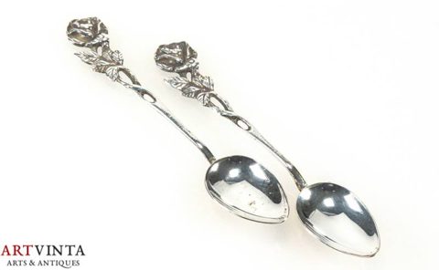 Gewe Zwei Mokka Mocca Löffel Hildesheimer Rose Silber 830 22 g