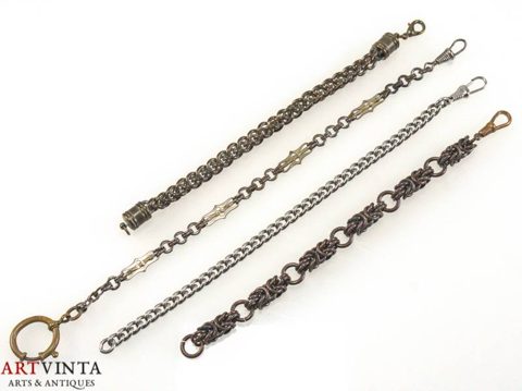 4 Taschenuhrketten Uhrketten Beschädigt Metall 4