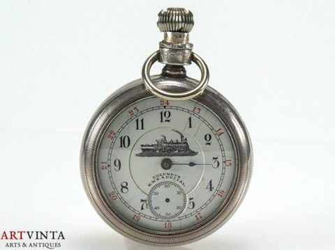 Columbus Watch Co. Taschenuhr Metall Defekt Eisenbahn