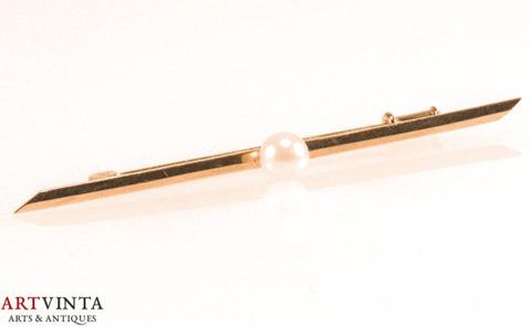 Stabbrosche Brosche GG 333 Weiße Perle