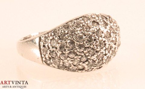 Ring, silver 925 with colourless stones, size 62 / 9.9