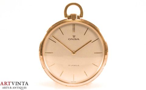 Onsa Herren Taschenuhr Frackuhr Stahl 17 Steine Schweiz