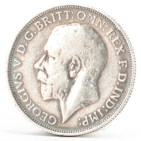 One Florin Silber Münze Großbritanien 1914 George Georgivs V.