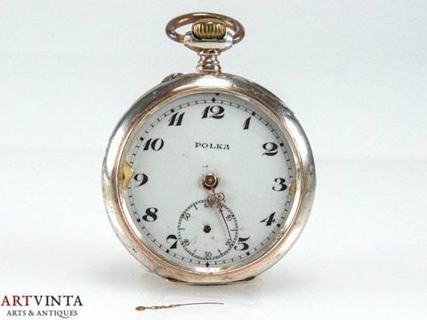 Polka pocket watch, silver 800, defective